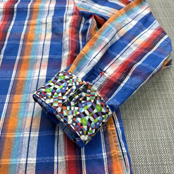 Robert Graham Shirt Mens XXL Bright Plaid Contrasting Flip Cuffs Colorful - Picture 4 of 10